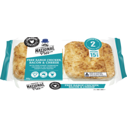 Photo of Proper National Pies Free Range Chicken, Cheese & Bacon Pies 2 Pack 360g 