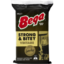 Photo of Bega Strong & Bitey Vintage Cheese Block 500g