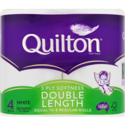 Photo of Quilton Toilet Roll White 3 PLY Double Length 4 Pack