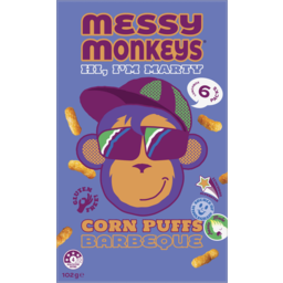 Photo of Messy Monkeys Gluten Free Barbeque Corn Puffs 6 Pack