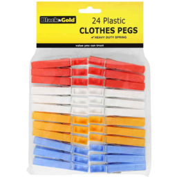 Photo of Black & Gold Plastic Clothes Pegs 24pk