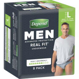 Photo of Depend Real Fit For Men Underwear, Heavy Absorbency, Large, 8 Pants 77kg