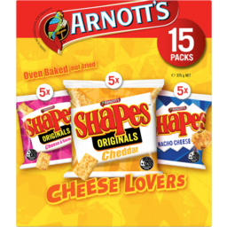 Photo of Arnotts Shapes Cheese Lovers Multipack 15 Pack 375g