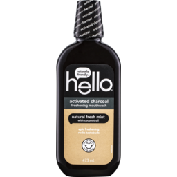 Photo of Hello Activated Charcoal Freshening Mouthwash, , Natural Fresh Mint With Coconut Oil