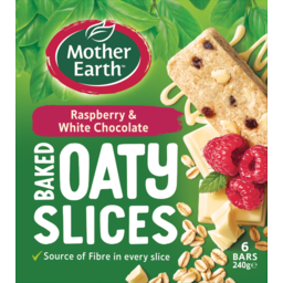 Photo of Mother Earth Baked Oaty Slice Raspberry & White Chocolate 6 Pack