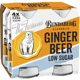 Photo of Bundaberg Low Sugar Alcoholic Ginger Beer 4% 4x375ml