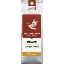 Photo of Hummingbird Fair Trade Organic Fresh Coffee Crave Plunger Grind -