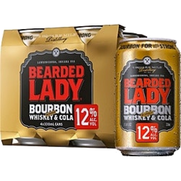 Photo of Bearded Lady Bourbon Whisky & Cola 12% 4x330ml