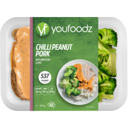 Photo of Youfoodz Chilli Peanut Pork With Broccoli & Rice