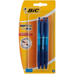 Photo of Bic Soft Feel Retractable Blue Pen 3pk