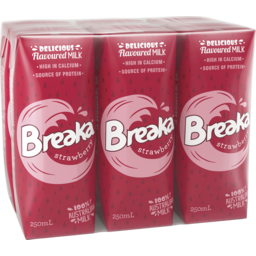 Photo of Breaka Strawberry Uht Flavoured Milk 6x250ml