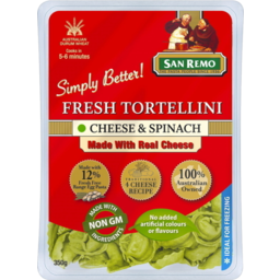 Photo of San Remo Tortellini Cheese & Spinach Fresh Pasta 350g
