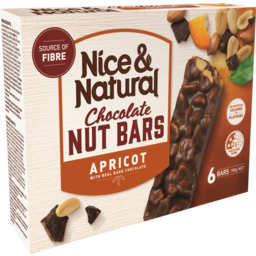 Photo of Nice&Natural Chocolate Nut Bars Apricot 6pk 180g