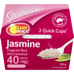 Photo of Sunrice Steamed Rice Jasmine Fragrant Rice Microwave Quick Cups Gluten Free 2 Pack