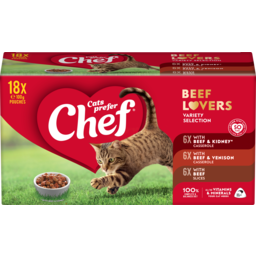 Photo of Chef Cat Food Pouch Beef Lovers 18 Pack