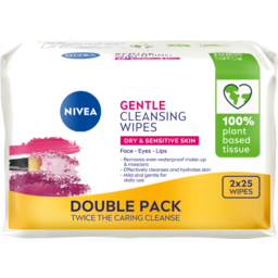 Photo of Nivea Gentle Biodegradable Cleansing Wipes For Dry & Sensitive Skin I 25 Twin Pack 2.0x25