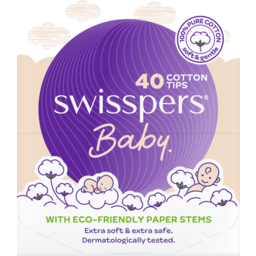 Photo of Swisspers Baby Cotton Tips Paper Stems 40 Pack 40pk