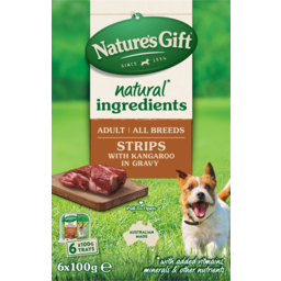 Photo of Natures Gift Adult Kangaroo In Gravy Strips Dog Food