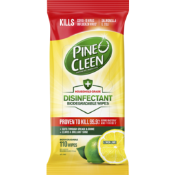 Photo of Pine O Cleen Disinfectant Biodegradable Wipes Lemon Lime 110 Pack 