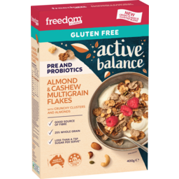 Photo of Freedom Foods Active Balance Almond & Cashew Multigrain Flakes With Crunchy Clusters And Almonds Gluten Free 400g
