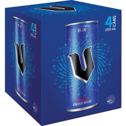 Photo of V Blue Guarana Energy Drink 4 Pack 250ml