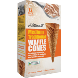 Photo of Altimate Medium Traditional Waffle Ice Cream Cones 12 Pack 150g