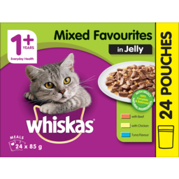 Photo of Whiskas 1+ Years Adult Mixed Favourites In Jelly ​24x85g Wet Cat Food Pouches 