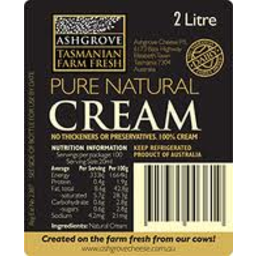 Photo of Ashgrove Pure & Natural Cream 2 Litre