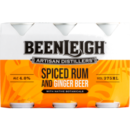 Photo of Beenleigh Spiced Rum & Ginger Beer Can 375ml 6pk