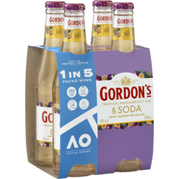 Photo of Gordon's Tropical Passionfruit Gin & Soda 4% Abv 330ml X4 Wrap 4.0x330ml