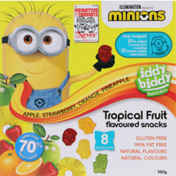 Photo of Iddy Biddy Flavoured Snacks Tropical Fruit Minions 8 Pack