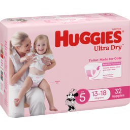 Photo of Huggies Ultra Dry Nappies Girls Size 5 (13-18kg) 32 Pack
