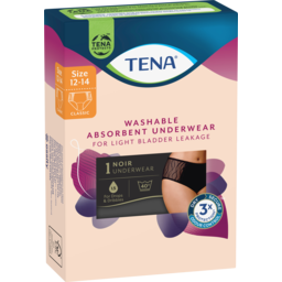 Photo of Tena Women's Washable Absorbent Underwear Classic Black Size 12-14 (S) 1 Pack 14