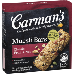 Photo of Carman's Muesli Bars Classic Fruit & Nut 6 Pack 270g