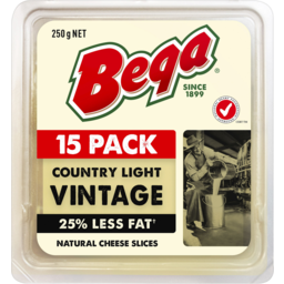 Photo of Bega Country Light Vintage 25% Less Fat Cheese Slices 15 Pack