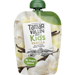 Photo of Tamar Valley Dairy Vanilla Greek Yoghurt Kids Pouch 110g