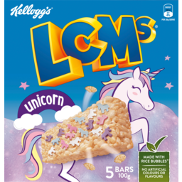 Photo of Kelloggs Lcms Rice Bubbles Unicorn Bars 5 Pack 100g
