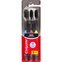 Photo of Colgate 360 Charcoal Spiral Soft Antibacterial Toothbrush 3 Pack