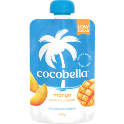Photo of Cocobella Dairy Free Low Sugar Coconut Yoghurt Mango Pouch 110g