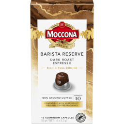 Photo of Moccona Barista Reserve Dark Roast Espresso Intensity 10 Coffee Capsules 10 Pack 52g