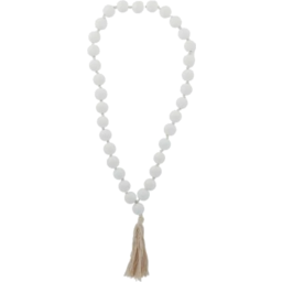 Photo of Saffron Wooden Hanging Beads 72cm White