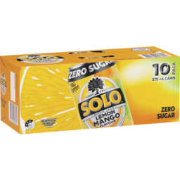 Photo of Solo Zero Sugar Lemon Mango Flavoured Cans 10x375ml