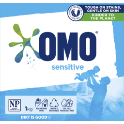 Photo of OMO Sensitive Laundry Detergent Washing Powder Front & Top Loader