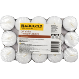 Photo of BLACK AND GOLD 30PK TEALIGHT CANDLES 