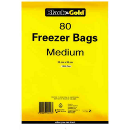 Photo of Black & Gold Freezer Bags Medium 80