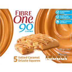 Photo of Fibre One 90 Calorie Salted Caramel Drizzle Squares 5 Pack 120g