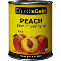Photo of Black & Gold Peach Slices In Light Syrup 825g