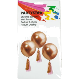 Photo of Korbond Partystar Korbond Chrome Balloons With Tassel 3 Pack