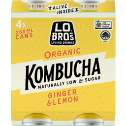 Photo of Lo Bros Kombucha Ginger & Lemon 4x250ml