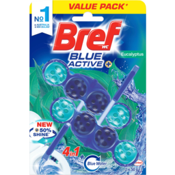 Photo of Bref Blue Active 4 In 1 + Blue Water Eucalyptus In The Bowl Toilet Cleaner